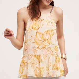 Anthropologie Chiffon Cream Top S